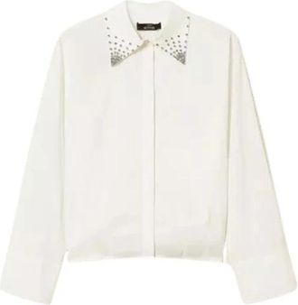 Twinset Poplin Blouse met Strass - Dames - Overhemden - Wit - XS - Katoen - Overhemden
