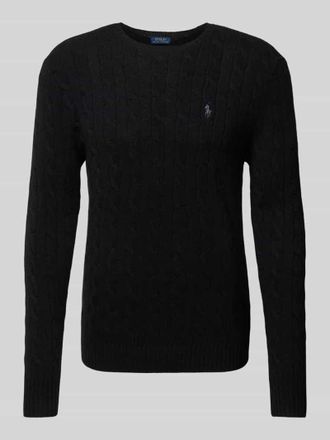 Polo Ralph Lauren Strickpullover mit Logo-Stitching in Black, Gr&ouml;&szlig;e XXL