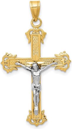 Diamond2Deal 14k Two-tone Gold Diamond-cut Crucifix Pendant