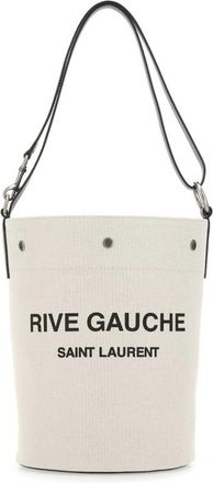 Saint Laurent Two-tone Canvas And Leather Medium Rive Gauche Bucket Bag