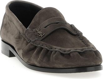 Saint Laurent Mens Brown Calfskin Slip-On Loafers
