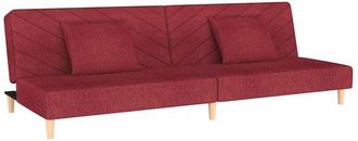 vidaXL Sof&aacute; cama de 2 plazas con dos almohadas tela color vino vidaXL