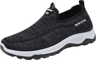 Generic Trainers Mens Lifestyle, Sports Shoes Fly Woven Mesh Running Shoe Slip On Sneakers Breathable and Comfortable Outdoor Shoes Anti-Skid Walking Trainer 