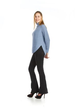 Papillon Ribbed Knit Shirt Hem Sweater In Blue