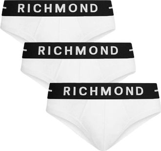 John Richmond Tripack Low-Rise Slip van gekamd katoen - Heren - Onderbroek - Wit - S - Katoen - Ondergoed