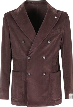 L.B.M. 1911 Dubbelrijige Corduroy Jas - Heren - Blazers - Paars - XL - Jassen