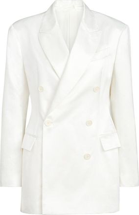 Brunello Cucinelli Satin blazer with monili in White at Nordstrom, Size 40 It