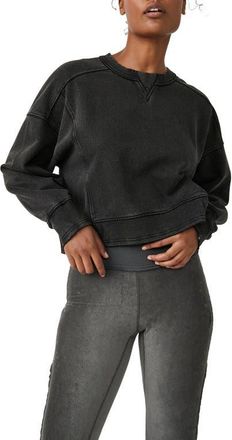 Free People FP Movement Intercept Cotton Blend Sweatshirt in Black at Nordstrom, Size X-Large