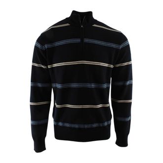 Paul & Shark Paul & Shark, V-neck Knitwear, male, Blue, Size: M Centre Stripe Half Zip Jumper