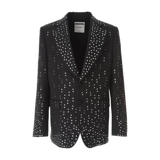 Moschino Blazers, male, Black, Size: M Crystal Embellished Jacket