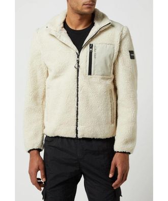 Calvin Klein Mens Zip Through Teddy Fur Fleece Jacket in Stone - Size Medium