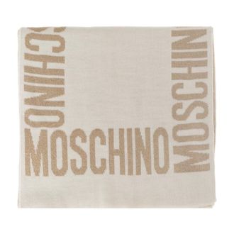 Moschino Accessoires, unisex, Beige, ONE Size, Wol, Lurex Draad Sjaal