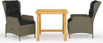 vidaXL Juego De Comedor Para Jard&iacute;n De 3 Piezas Marr&oacute;n Vidaxl