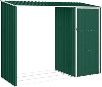 vidaXL Cobertizo Jard&iacute;n De Le&ntilde;a Acero Galvanizado Verde 245x98x159 Cm Vidaxl