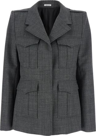 Alexander McQueen Grey Notched Lapel Blazer