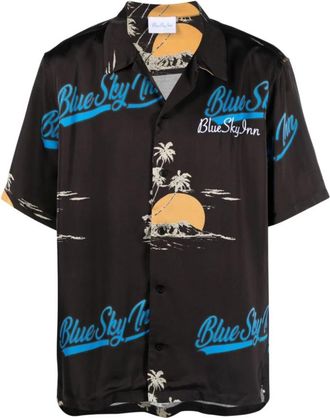 Blue Sky Inn Short Sleeve Shirts - Heren - Korte mouwen Overhemden - Zwart - S - Overhemden