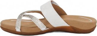 Aetrex Womens Izzy Sparkle Thong Sandals In White