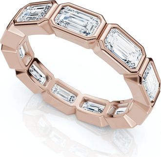 Pompeii3 3Ct Emerald Cut Diamond East West Eternity Ring 14k Gold or Platinum Lab Grown