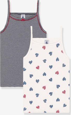 Petit Bateau 2er-Pack M&auml;dchen Tr&auml;gertops mit Herzen PETIT BATEAU wei&szlig;
