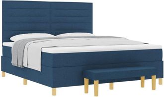 vidaXL Box Spring Bed with Mattress Blue 180 x 200 cm Fabric vidaXL