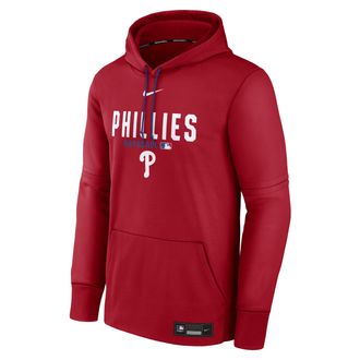 Nike Mens Philadelphia Phillies Authentic Collection Nike Therma MLB Pullover Hoodie in Red | NAC3161NPP-RMG