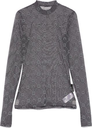 Marine Serre Gesmockt T-shirt met monogram - Grijs