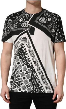 Dolce & Gabbana Bandana Katoenen T-shirt met Ronde Hals - Heren - T-shirts - Veelkleurig - S - Katoen - Tops