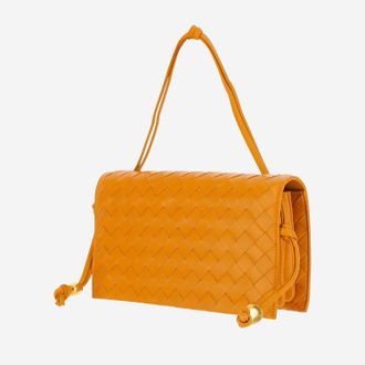 Bottega Veneta Womens Trio Pouch On Strap Yellow Lambskin Shoulder Bags