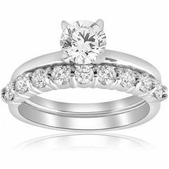 Pompeii3 1 1/10ct Diamond Engagement Wedding Ring Solitaire Set 14k White Gold
