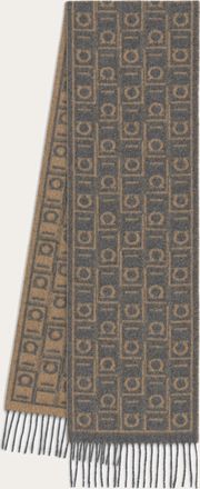 Ferragamo Men Ferragamo Monogram scarf Grey