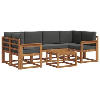 vidaXL Conjunto De Sof&aacute;s De Exterior 7 Pcs Natural Y Antracita Vidaxl