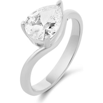 SHYMI Pear-Cut Cubic Zirconia Wave Ring in Silver at Nordstrom, Size 7