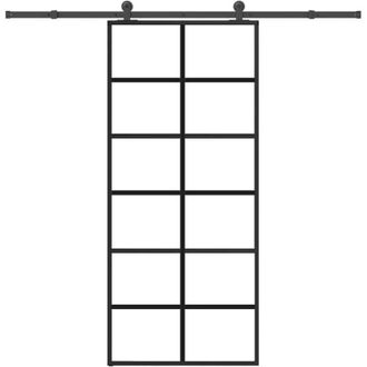 vidaXL Vidaxl - Puerta Corredera Con Set Herrajes Vidrio Esg Aluminio 90x205 Cm