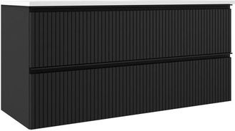 Saniclass Prime Blend Wastafelonderkast - 120x55x45.9cm - 2 lades - geintegreerde greep - MDF - mat zwart