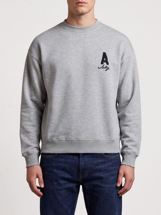 Autry Felpa girocollo in cotone con logo a contrasto e spalle cadute