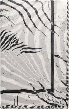 Roberto Cavalli Zijden Sjaal met Witte Tigress Print - Dames - Zijden sjaals - Zwart - ONE Size - Accessoires