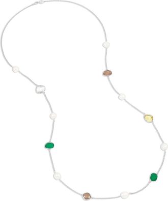 Dower & Hall Long Green Gemstone & Baroque Pearl Necklace