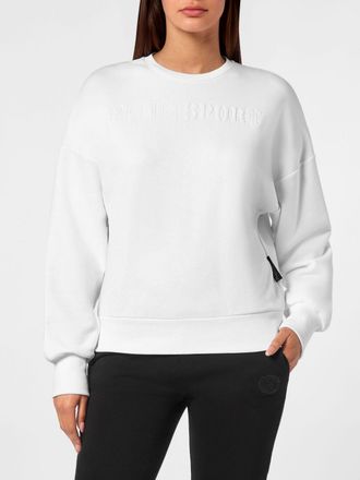 Plein Sport Relaxed Fit Crew-Neck Sweatshirt in Jersey with Drop Shoulders