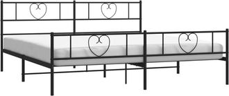 vidaXL Metal Bed Frame without Mattress with Footboard Black 200x200cm vidaXL