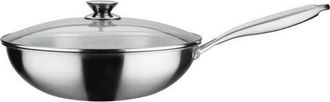 GSW Gsw - Wok Profesional Con Tapa De Vidrio - &Oslash; 32 Cm - Fondo Panal 3-ply