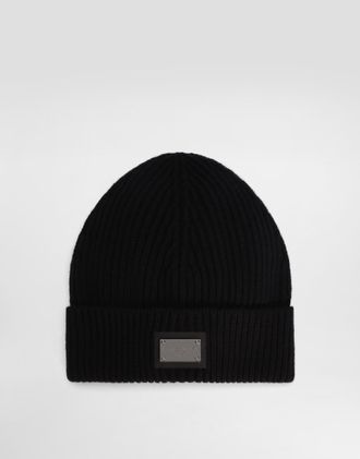 Dolce & Gabbana Cashmere And Wool Hat With Branded Tag - Man Black Onesize