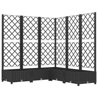 Berkfield Home Garden Planter with Trellis Black 120x120x121.5 cm PP