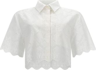 Msgm White Regular Embroidered Shirt