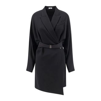 Brunello Cucinelli Dresses - female - Brunello Cucinelli - Wrap Dresses - Black - S - Dresses