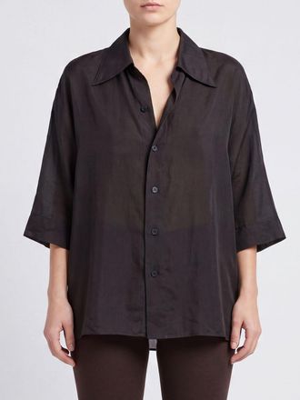 Ziggy Chen Camicia relaxed fit in puro cupro con spalle cadute e colletto a punta