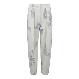 Victoria Beckham Tapered Trousers, female, White, Size: S Floral print trousers