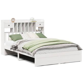 Berkfield Home Bookcase Bed without Mattress White 140x190cm Solid Wood Pine | Size: 140x190 cm