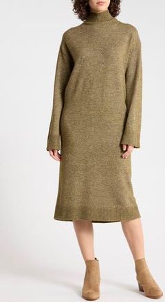 b.young Mock Neck Sweater Dress in Military Olive Melange at Nordstrom Rack, Size Medium