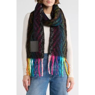 Kurt Geiger Yarn Dye Fringe Scarf in Black at Nordstrom Rack