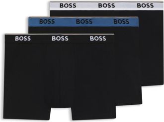 BOSS Three-pack of stretch-cotton boxer briefs with logo waistband